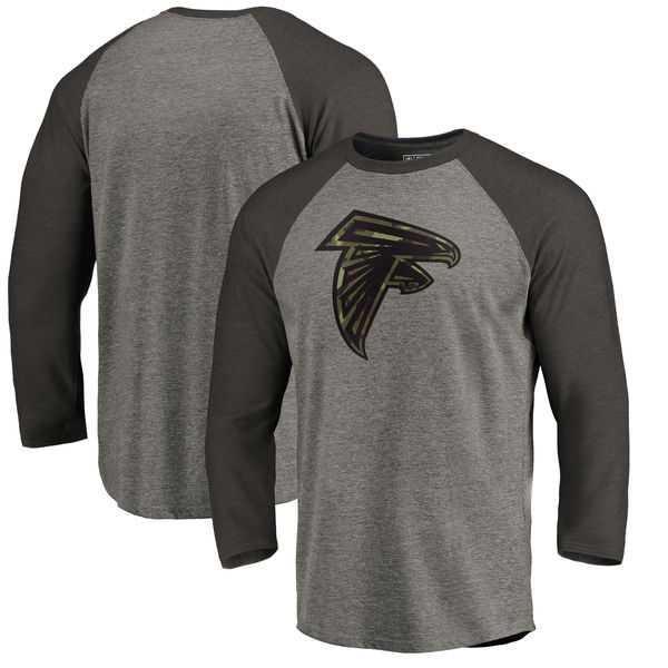Atlanta Falcons NFL Pro Line by Fanatics Branded Black Gray Tri Blend 34 Sleeve T Shirt