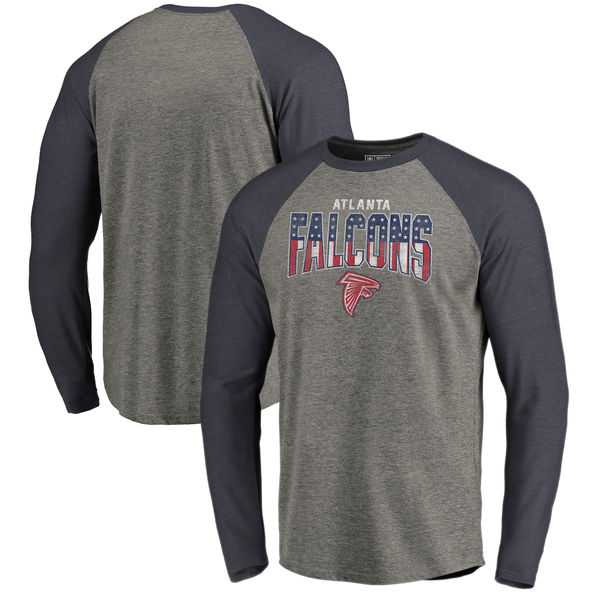 Atlanta Falcons NFL Pro Line by Fanatics Branded Freedom Long Sleeve Tri-Blend Raglan T-Shirt - Heathered Gray
