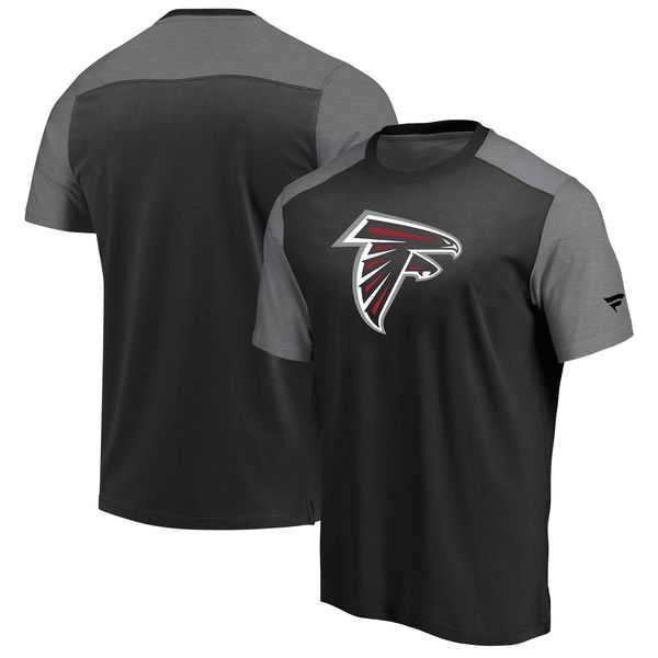 Atlanta Falcons NFL Pro Line by Fanatics Branded Iconic Color Block T-Shirt Black Heathered Gray