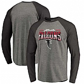 Atlanta Falcons NFL Pro Line by Fanatics Branded Throwback Collection Season Ticket Long Sleeve Tri-Blend Raglan T-Shirt - Heathered Gray Black,baseball caps,new era cap wholesale,wholesale hats