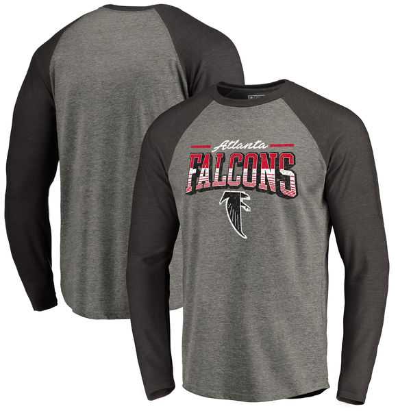 Atlanta Falcons NFL Pro Line by Fanatics Branded Throwback Collection Season Ticket Long Sleeve Tri-Blend Raglan T-Shirt - Heathered Gray Black