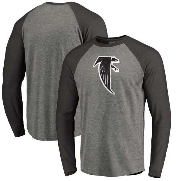 Atlanta Falcons NFL Pro Line by Fanatics Branded Throwback Logo Big & Tall Long Sleeve Tri-Blend Raglan T-Shirt - Gray Black
