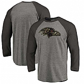 Baltimore Ravens NFL Pro Line by Fanatics Branded Black Gray Tri Blend 34 Sleeve T Shirt,baseball caps,new era cap wholesale,wholesale hats