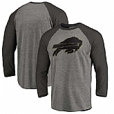 Buffalo Bills NFL Pro Line by Fanatics Branded Black Gray Tri Blend 34 Sleeve T Shirt,baseball caps,new era cap wholesale,wholesale hats