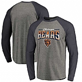 Chicago Bears NFL Pro Line by Fanatics Branded Throwback Collection Season Ticket Long Sleeve Tri-Blend Raglan T-Shirt - Heathered Gray Navy,baseball caps,new era cap wholesale,wholesale hats