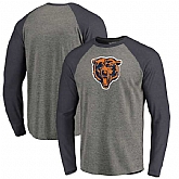Chicago Bears NFL Pro Line by Fanatics Branded Throwback Logo Big & Tall Long Sleeve Tri-Blend Raglan T-Shirt - Gray Navy,baseball caps,new era cap wholesale,wholesale hats