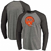 Cincinnati Bengals NFL Pro Line by Fanatics Branded Throwback Logo Big & Tall Long Sleeve Tri-Blend Raglan T-Shirt - Gray Black,baseball caps,new era cap wholesale,wholesale hats
