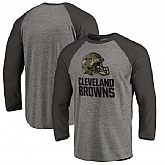 Cleveland Browns NFL Pro Line by Fanatics Branded Black Gray Tri Blend 34 Sleeve T Shirt,baseball caps,new era cap wholesale,wholesale hats