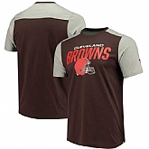 Cleveland Browns NFL Pro Line by Fanatics Branded Iconic Color Blocked T-Shirt Brown Gray,baseball caps,new era cap wholesale,wholesale hats