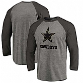 Dallas Cowboys NFL Pro Line by Fanatics Branded Black Gray Tri Blend 34 Sleeve T Shirt,baseball caps,new era cap wholesale,wholesale hats