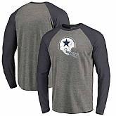 Dallas Cowboys NFL Pro Line by Fanatics Branded Throwback Logo Big & Tall Long Sleeve Tri-Blend Raglan T-Shirt - Gray Navy,baseball caps,new era cap wholesale,wholesale hats