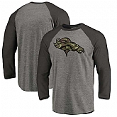 Denver Broncos NFL Pro Line by Fanatics Branded Black Gray Tri Blend 34 Sleeve T Shirt,baseball caps,new era cap wholesale,wholesale hats