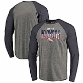 Denver Broncos NFL Pro Line by Fanatics Branded Freedom Long Sleeve Tri-Blend Raglan T-Shirt - Heathered Gray,baseball caps,new era cap wholesale,wholesale hats