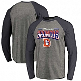 Denver Broncos NFL Pro Line by Fanatics Branded Throwback Collection Season Ticket Long Sleeve Tri-Blend Raglan T-Shirt - Heathered Gray Navy,baseball caps,new era cap wholesale,wholesale hats