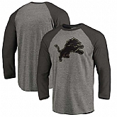 Detroit Lions NFL Pro Line by Fanatics Branded Black Gray Tri Blend 34 Sleeve T Shirt,baseball caps,new era cap wholesale,wholesale hats