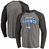 Detroit Lions NFL Pro Line by Fanatics Branded Throwback Collection Season Ticket Long Sleeve Tri-Blend Raglan T-Shirt - Heathered Gray Black,baseball caps,new era cap wholesale,wholesale hats