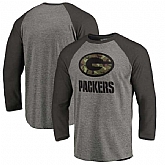 Green Bay Packers NFL Pro Line by Fanatics Branded Black Gray Tri Blend 34 Sleeve T-Shirt,baseball caps,new era cap wholesale,wholesale hats