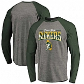 Green Bay Packers NFL Pro Line by Fanatics Branded Throwback Collection Season Ticket Long Sleeve Tri-Blend Raglan T-Shirt - Heathered Gray Green,baseball caps,new era cap wholesale,wholesale hats