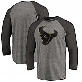 Houston Texans NFL Pro Line by Fanatics Branded Black Gray Tri Blend 34 Sleeve T Shirt,baseball caps,new era cap wholesale,wholesale hats