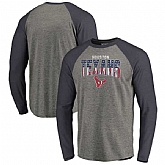 Houston Texans NFL Pro Line by Fanatics Branded Freedom Long Sleeve Tri-Blend Raglan T-Shirt - Heathered Gray,baseball caps,new era cap wholesale,wholesale hats