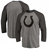 Indianapolis Colts NFL Pro Line by Fanatics Branded Black Gray Tri Blend 34 Sleeve T Shirt,baseball caps,new era cap wholesale,wholesale hats