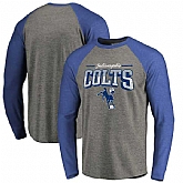 Indianapolis Colts NFL Pro Line by Fanatics Branded Throwback Collection Season Ticket Long Sleeve Tri-Blend Raglan T-Shirt - Heathered Gray Royal,baseball caps,new era cap wholesale,wholesale hats