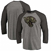 Jacksonville Jaguars NFL Pro Line by Fanatics Branded Black Gray Tri Blend 34 Sleeve T Shirt,baseball caps,new era cap wholesale,wholesale hats