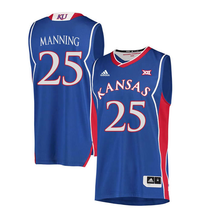 Kansas Jayhawks 25 Danny Manning Blue Throwback College Basketball Jersey Dzhi