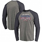 Los Angeles Chargers NFL Pro Line by Fanatics Branded Freedom Long Sleeve Tri-Blend Raglan T-Shirt - Heathered Gray,baseball caps,new era cap wholesale,wholesale hats