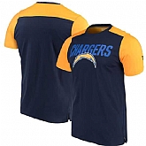Los Angeles Chargers NFL Pro Line by Fanatics Branded Iconic Color Blocked T-Shirt Navy Gold,baseball caps,new era cap wholesale,wholesale hats