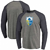 Los Angeles Chargers NFL Pro Line by Fanatics Branded Throwback Logo Big & Tall Long Sleeve Tri-Blend Raglan T-Shirt - Gray Navy,baseball caps,new era cap wholesale,wholesale hats