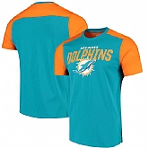Miami Dolphins NFL Pro Line by Fanatics Branded Iconic Color Blocked T-Shirt Aqua Orange,baseball caps,new era cap wholesale,wholesale hats