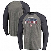 Minnesota Vikings NFL Pro Line by Fanatics Branded Freedom Long Sleeve Tri-Blend Raglan T-Shirt - Heathered Gray,baseball caps,new era cap wholesale,wholesale hats