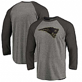 New England Patriots NFL Pro Line by Fanatics Branded Black Gray Tri Blend 34 Sleeve T-Shirt,baseball caps,new era cap wholesale,wholesale hats