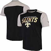 New Orleans Saints NFL Pro Line by Fanatics Branded Iconic Color Blocked T-Shirt Black Gray,baseball caps,new era cap wholesale,wholesale hats