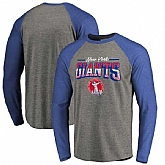 New York Giants NFL Pro Line by Fanatics Branded Throwback Collection Season Ticket Long Sleeve Tri-Blend Raglan T-Shirt - Heathered Gray Royal,baseball caps,new era cap wholesale,wholesale hats