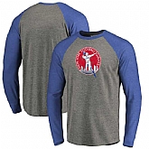 New York Giants NFL Pro Line by Fanatics Branded Throwback Logo Big & Tall Long Sleeve Tri-Blend Raglan T-Shirt - Gray Royal,baseball caps,new era cap wholesale,wholesale hats