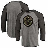 Pittsburgh Steelers NFL Pro Line by Fanatics Branded Black Gray Tri Blend 34 Sleeve T Shirt,baseball caps,new era cap wholesale,wholesale hats