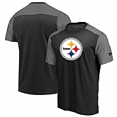 Pittsburgh Steelers NFL Pro Line by Fanatics Branded Iconic Color Block T-Shirt Black Heathered Gray,baseball caps,new era cap wholesale,wholesale hats
