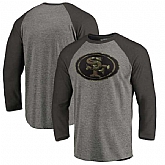 San Francisco 49ers NFL Pro Line by Fanatics Branded Black Gray Tri Blend 34 Sleeve T-Shirt,baseball caps,new era cap wholesale,wholesale hats