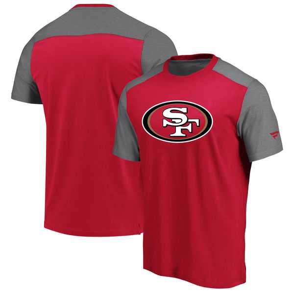 San Francisco 49ers NFL Pro Line by Fanatics Branded Iconic Color Block T-Shirt Scarlet Heathered Gray