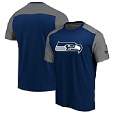 Seattle Seahawks NFL Pro Line by Fanatics Branded Iconic Color Block T-Shirt College Navy Heathered Gray,baseball caps,new era cap wholesale,wholesale hats