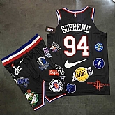 Supreme x Nike x NBA Logos Black Stitched Basketball Stitched NBA Jersey(With Shorts),baseball caps,new era cap wholesale,wholesale hats