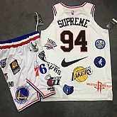 Supreme x Nike x NBA Logos White Stitched Basketball Stitched NBA Jersey(With Shorts),baseball caps,new era cap wholesale,wholesale hats