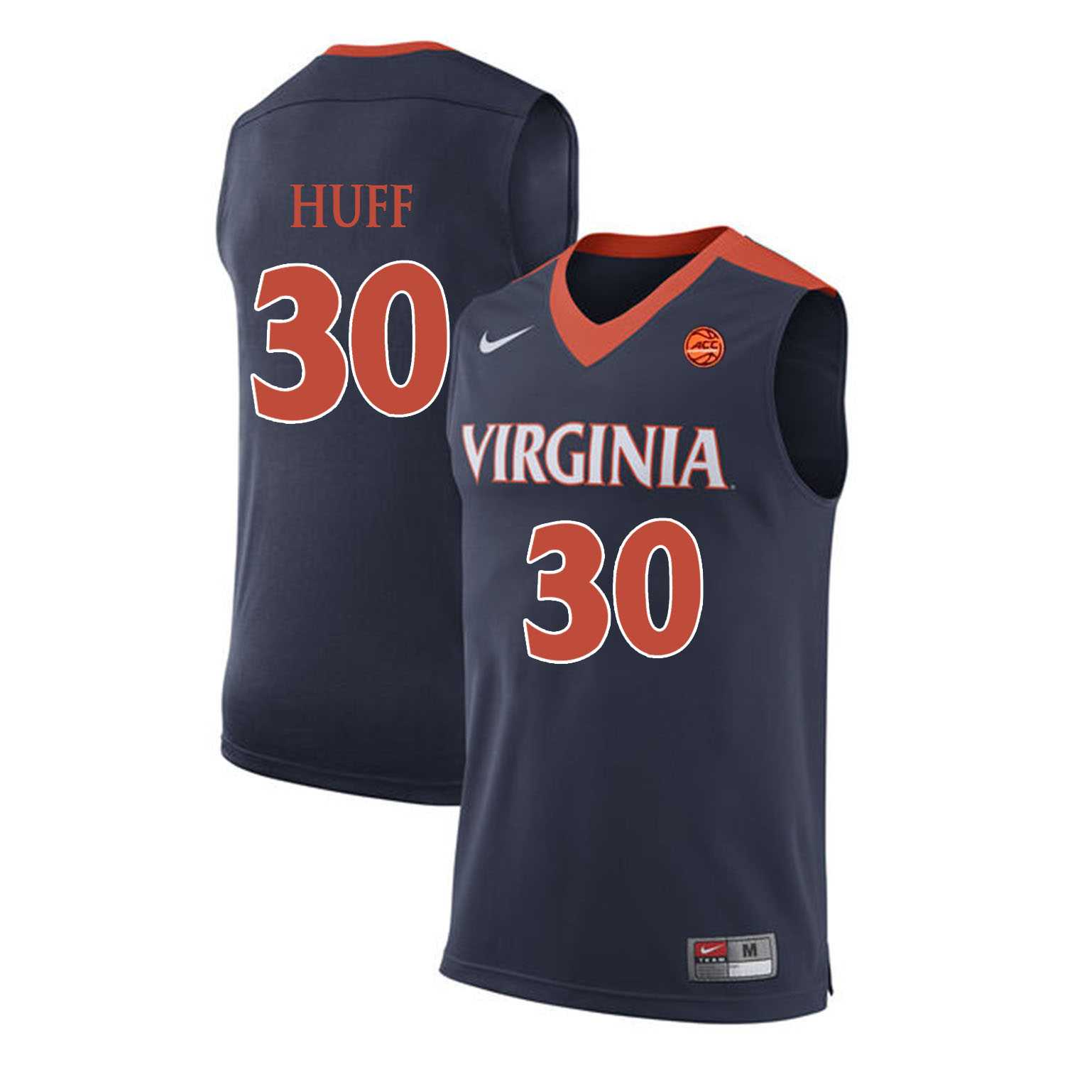 Virginia Cavaliers 30 Jay Huff Navy College Basketball Jersey Dzhi