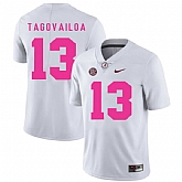 Alabama Crimson Tide 13 Tua Tagovailoa White 2018 Breast Cancer Awareness College Football Jersey DingZhi,baseball caps,new era cap wholesale,wholesale hats