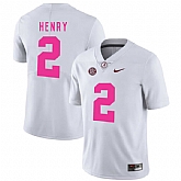 Alabama Crimson Tide 2 Derrick Henry White 2018 Breast Cancer Awareness College Football Jersey DingZhi,baseball caps,new era cap wholesale,wholesale hats