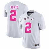 Alabama Crimson Tide 2 Jalen Hurts White 2018 Breast Cancer Awareness College Football Jersey DingZhi,baseball caps,new era cap wholesale,wholesale hats