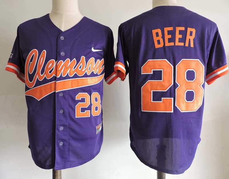 Clemson Tigers #28 Seth Beer Purple College Stitched MLB Jerseys Dzhi