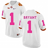 Clemson Tigers 1 Kelly Bryant White 2018 Breast Cancer Awareness College Football Jersey DingZhi,baseball caps,new era cap wholesale,wholesale hats